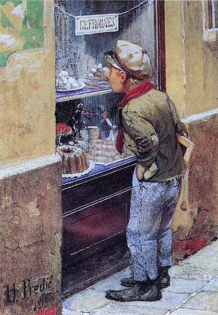 Un bambino davanti ad una vetrina